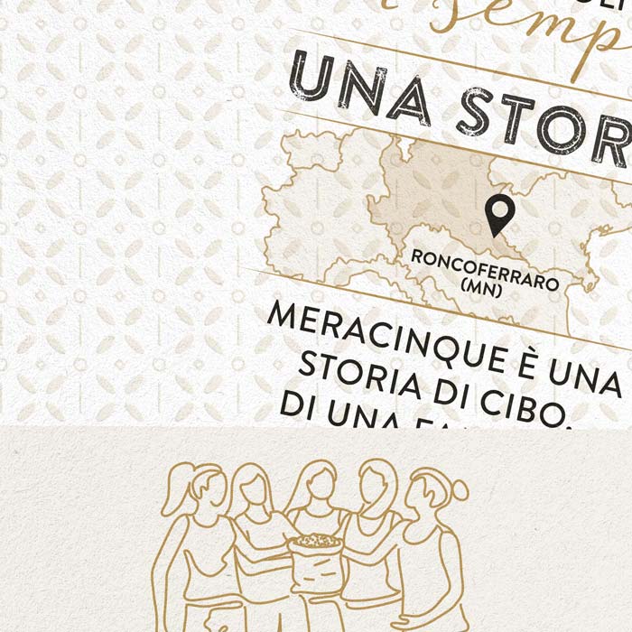Particolare grafica packaging Meracinque