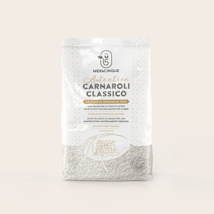 Packaging Meracinque riso carnaroli classico